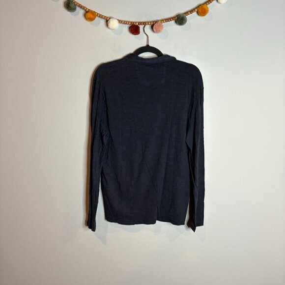 John Varvatos navy blue collared long sleeve top - Picture 5 of 5